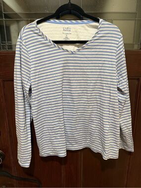 Croft & Barrow Light Blue and White Striped Long Sleeve Top